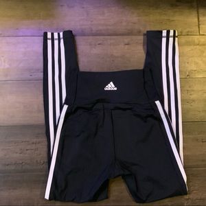 Adidas EUC Black Leggings with White Strips